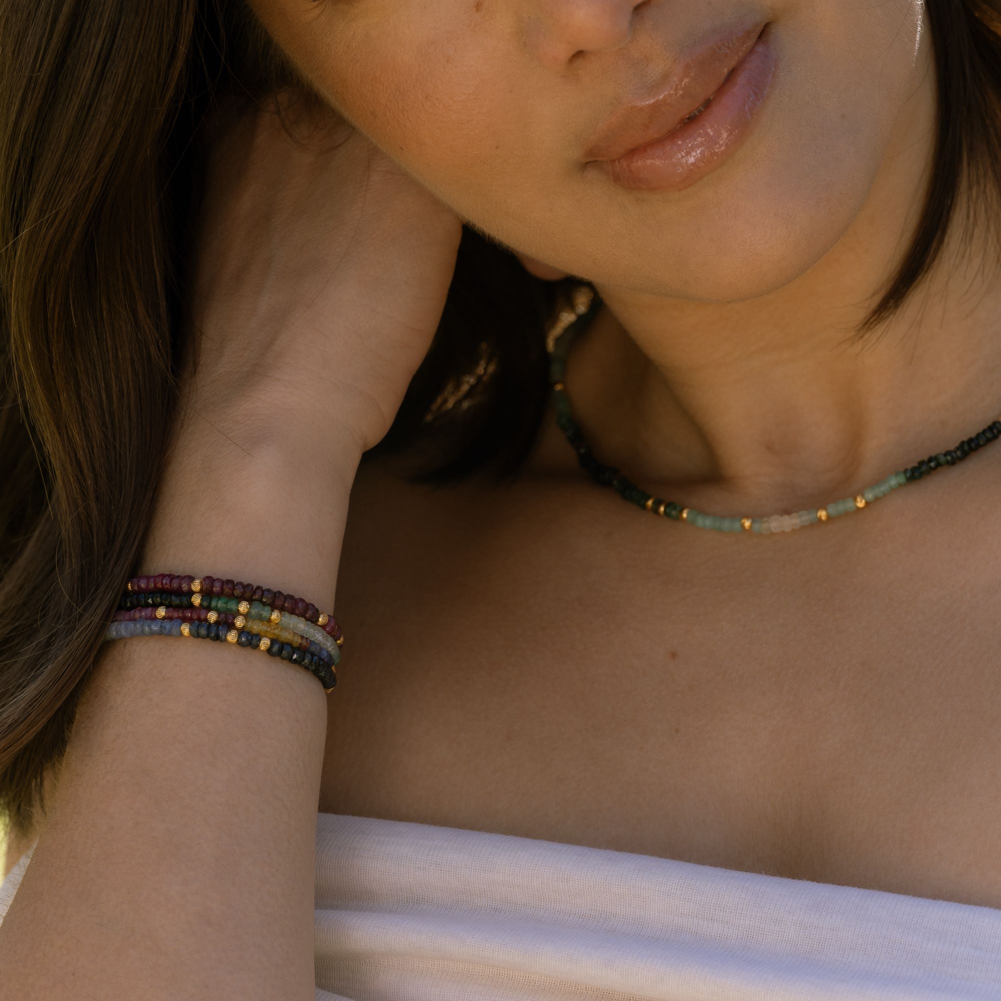 Collier argent doré et pierres précieuses émeraude véritable – Image 2