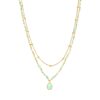 Collier argent doré goutte doubles chaînes pierres naturelles amazonite