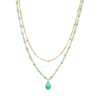 Collier argent doré goutte doubles chaînes pierres naturelles turquoise