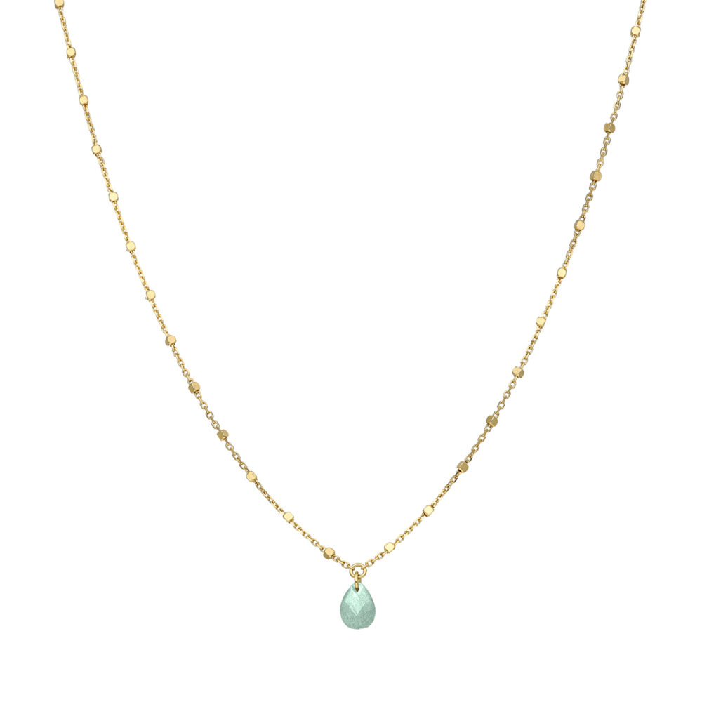 Collier argent doré goutte pierre naturelle amazonite