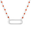 Collier argent rhodier lingot et pierres onyx naturelles rouge