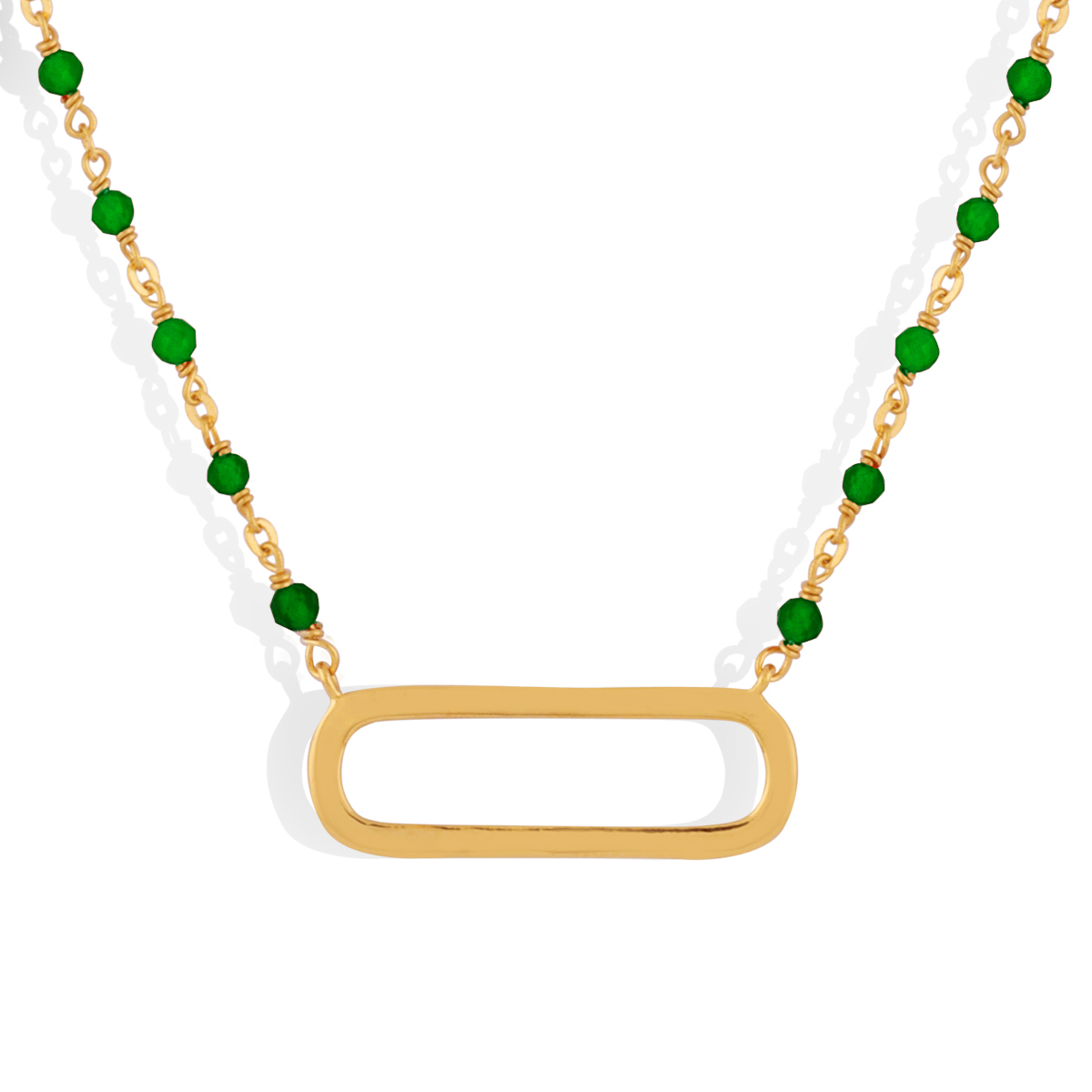 Collier argent doré lingot et pierres naturelles onyx vert