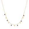 Collier argent doré pampilles de forme geometrique et pierre spinelle noir