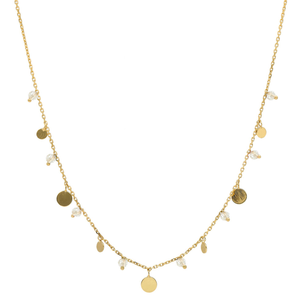 Collier argent doré pampilles et perles naturelles blanches