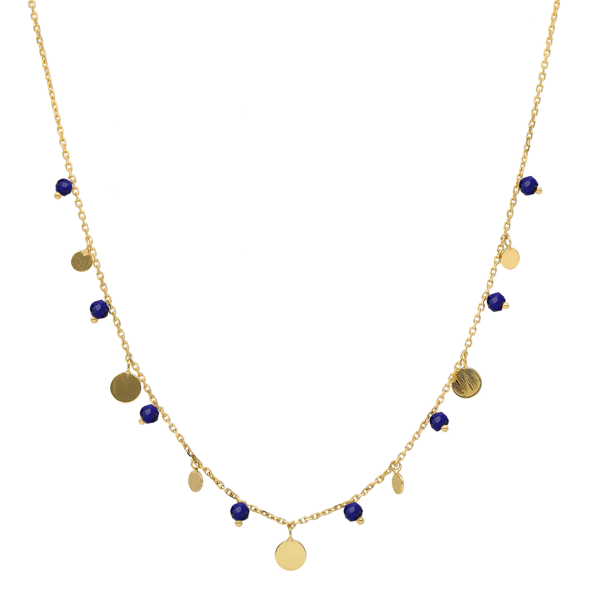 Collier argent doré pampilles et pierres naturelles lapis