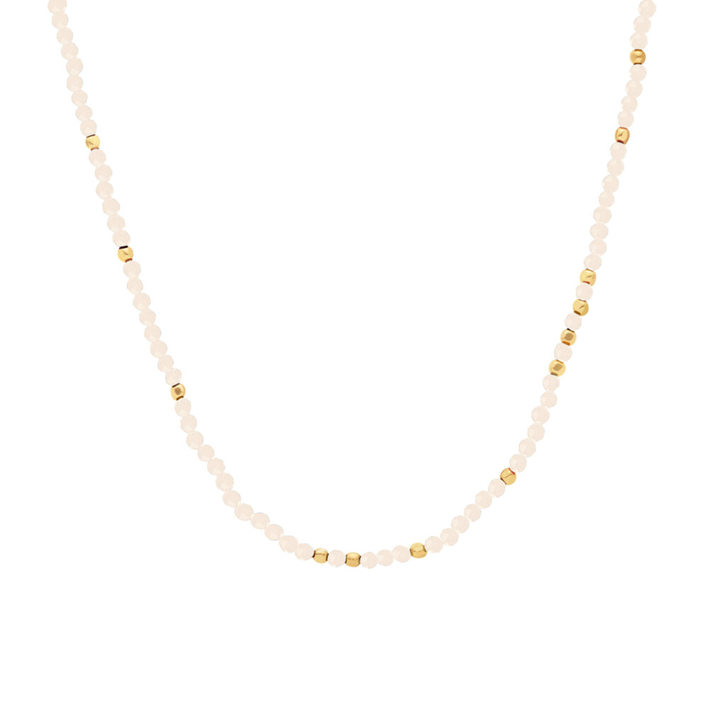 Collier argent doré perles naturelles opale rose et dorées