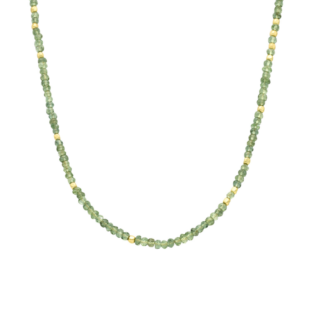 Collier argent doré perles naturelles aventurine et dorée