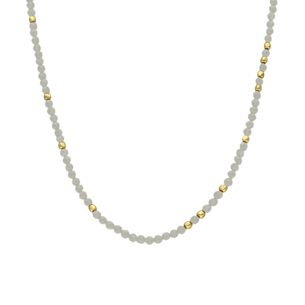 Collier argent doré perles naturelles labradorite