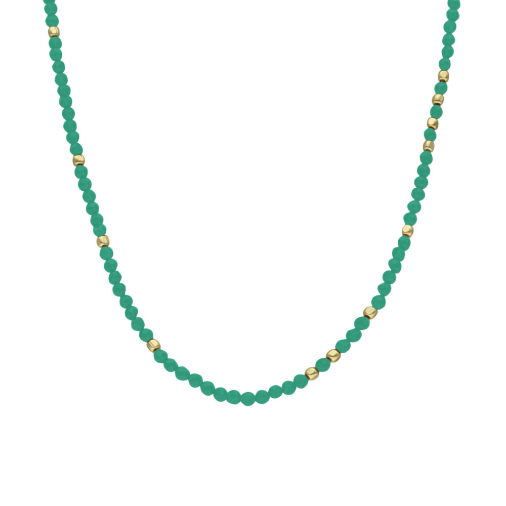 Collier argent doré perles naturelles onyx vert