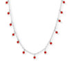 Collier argent rhodié perles pierre onyx rouge
