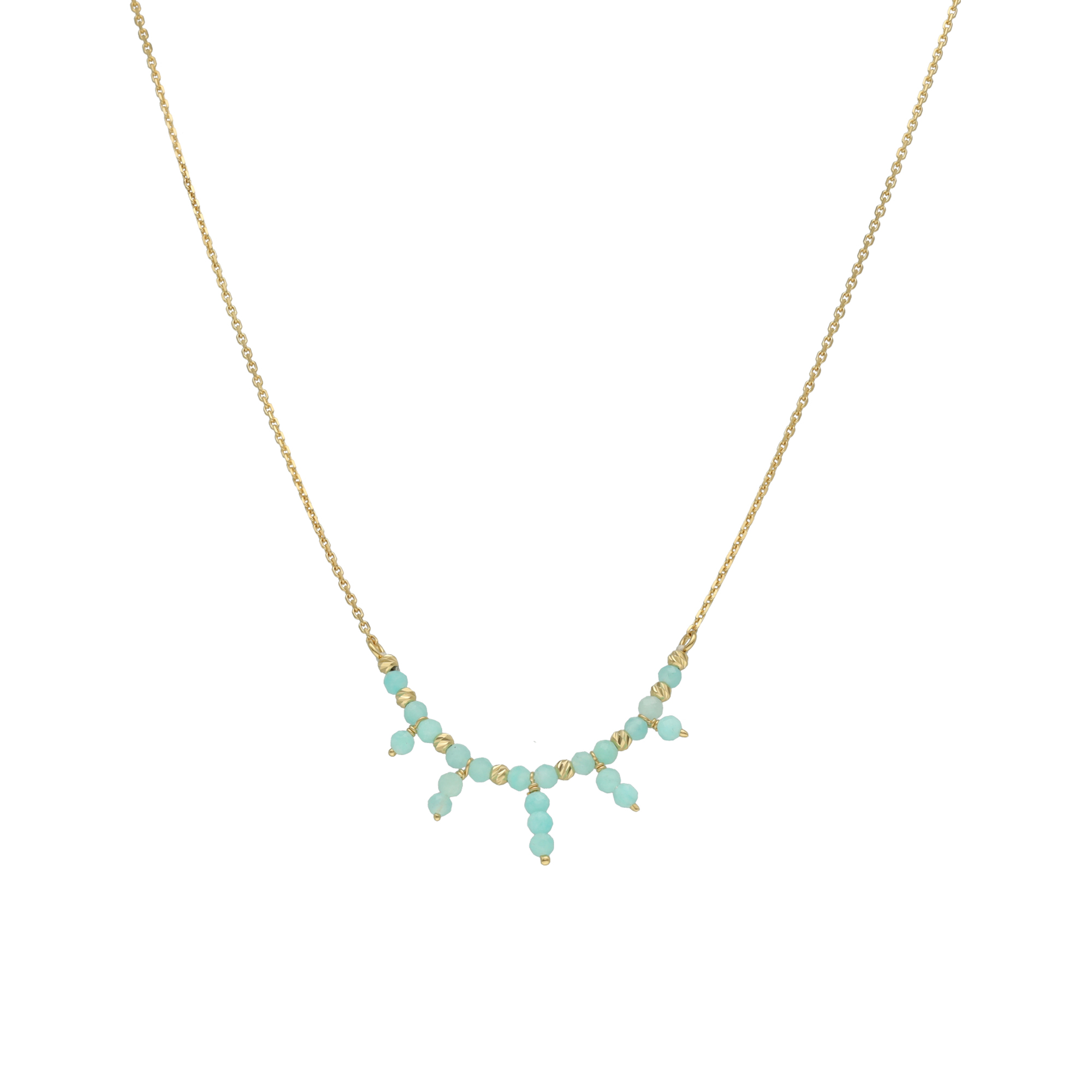 Collier argent doré pierre fine amazonite