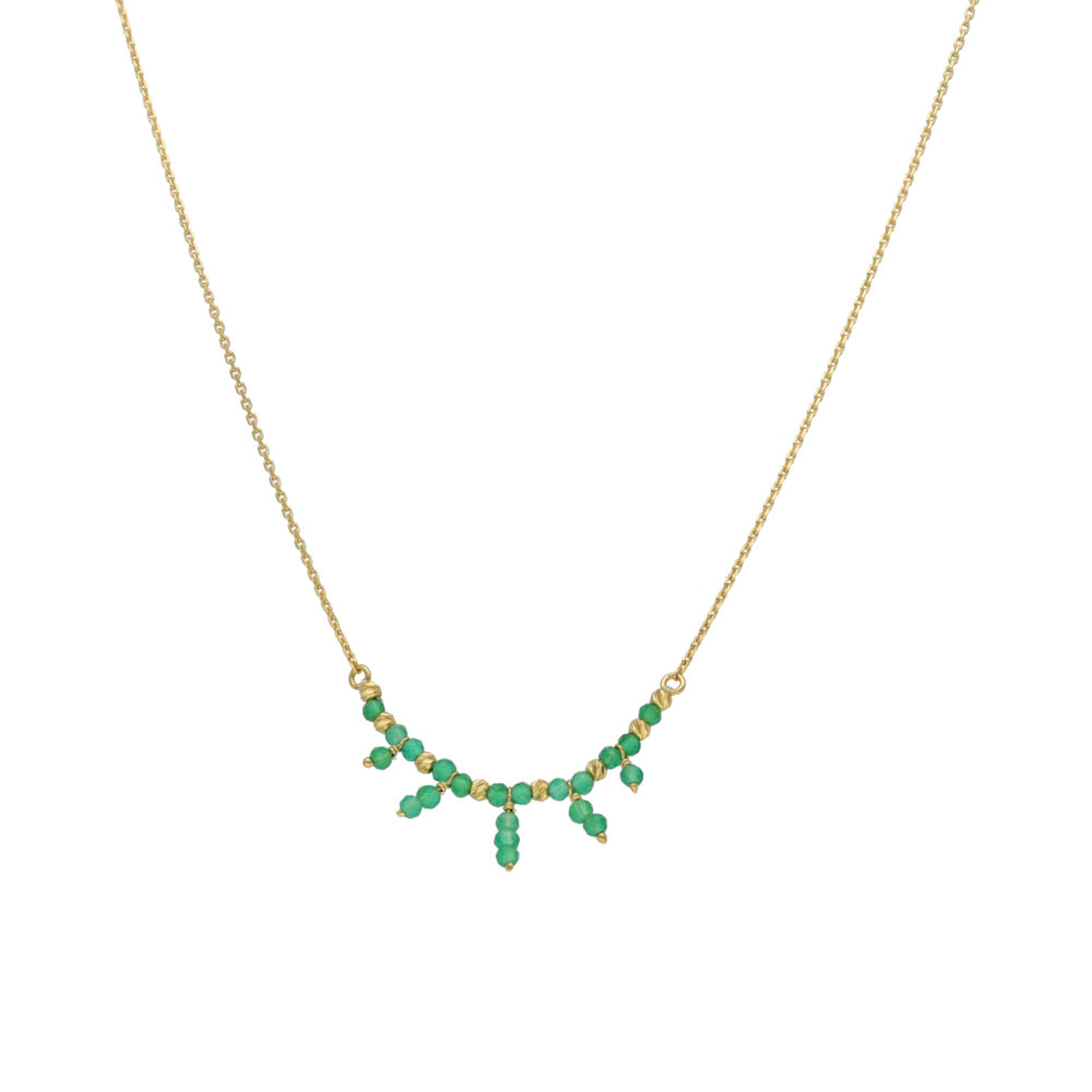 Collier argent doré pierre fine onyx vert