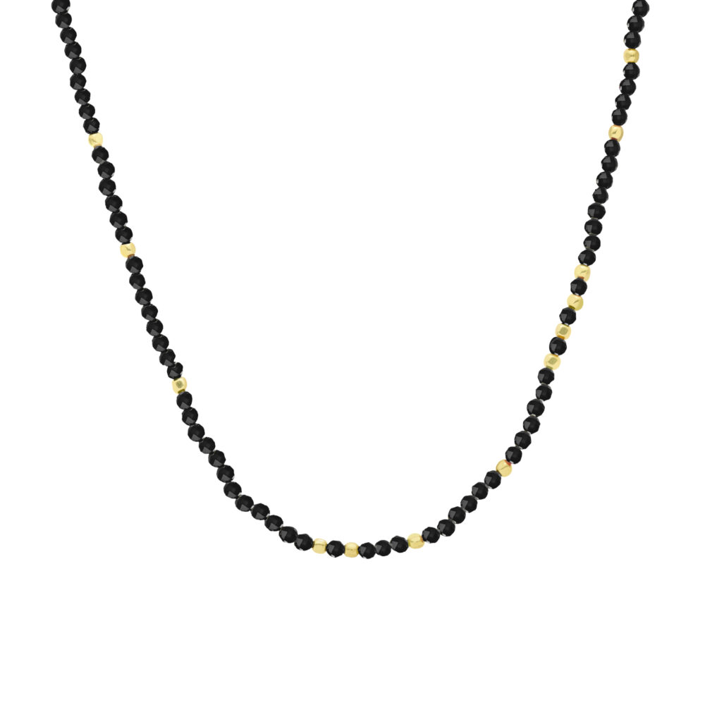 Collier argent doré simple perles Spinelle noire
