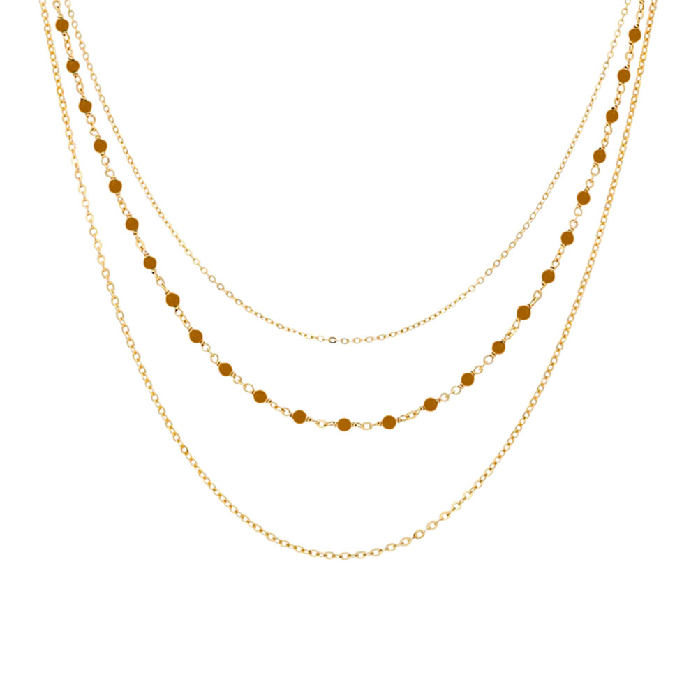 Collier argent doré triple collier petite perles pierre œil de tigre