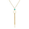 Collier argent dorée chaines pendantes et pierre turquoise
