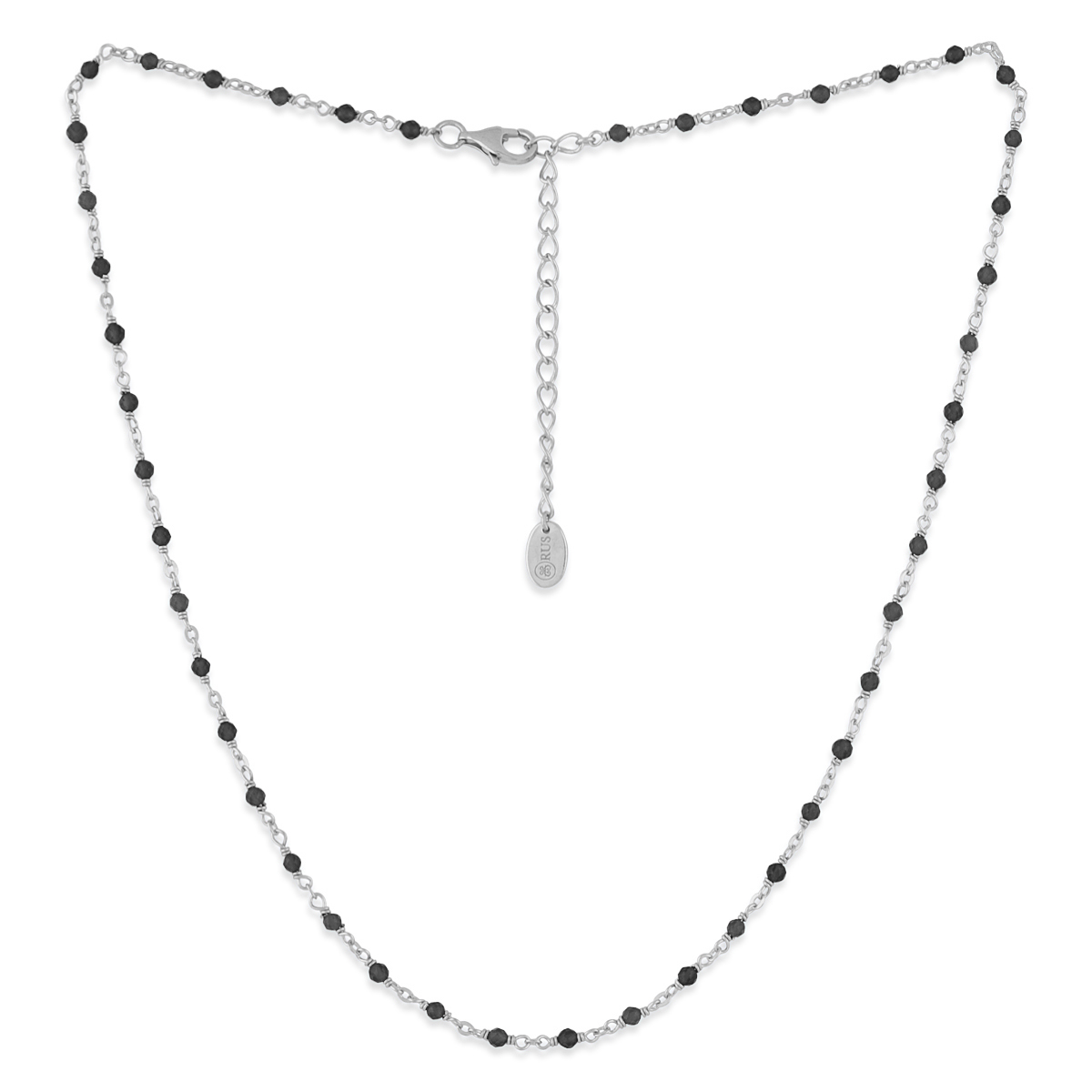 Collier argent et pierres naturelles noires – Image 2