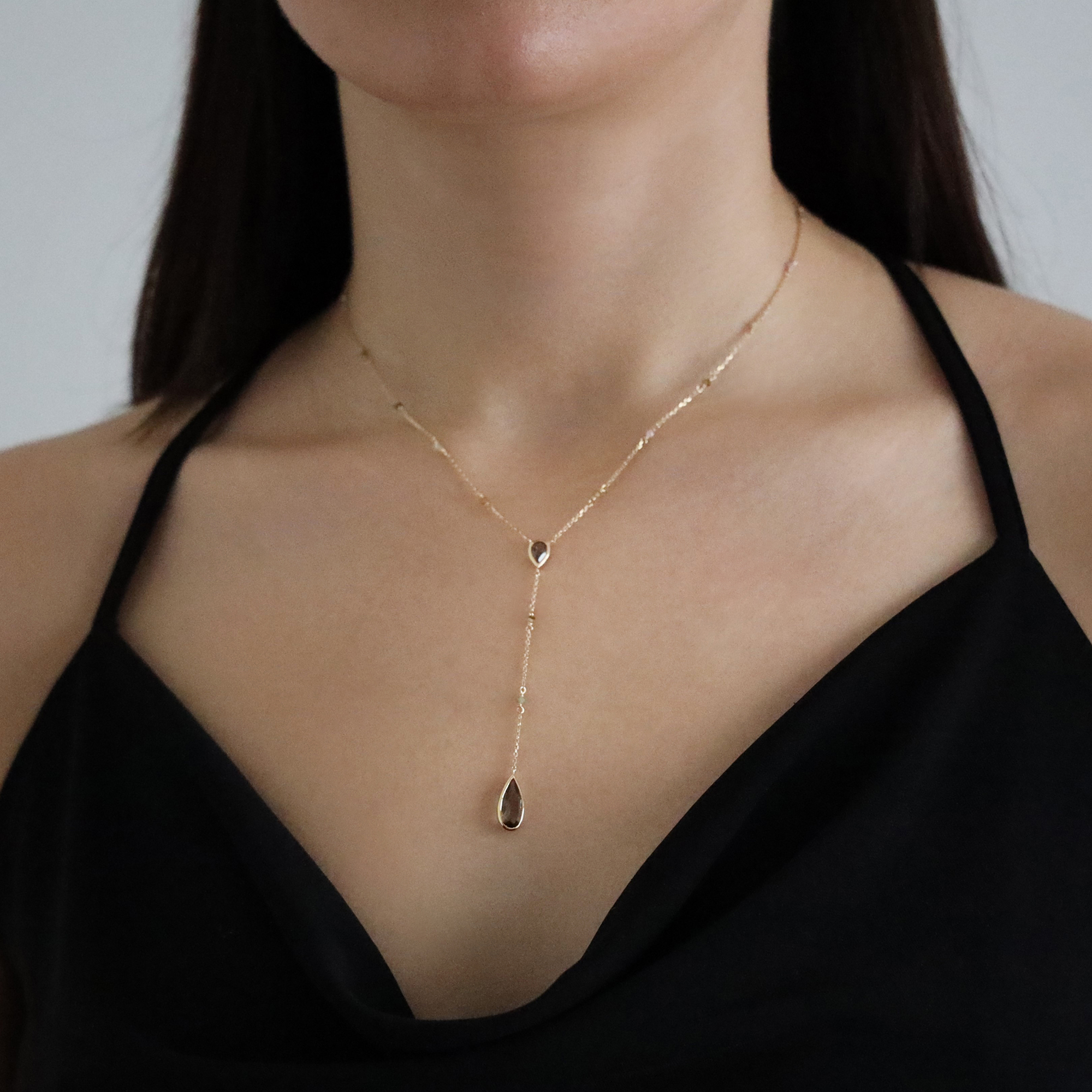 Collier argent rhodié cravate pierres amazonite – Image 2