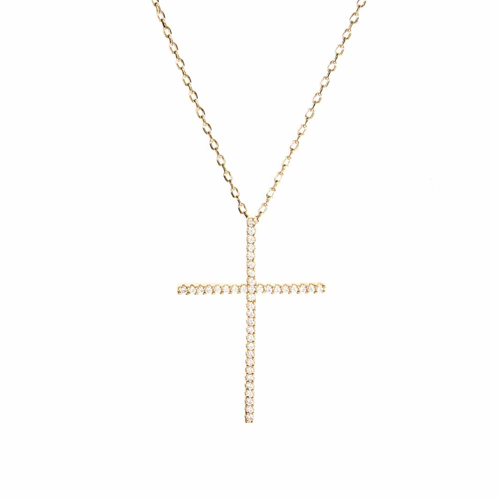 Collier argent doré croix verticale