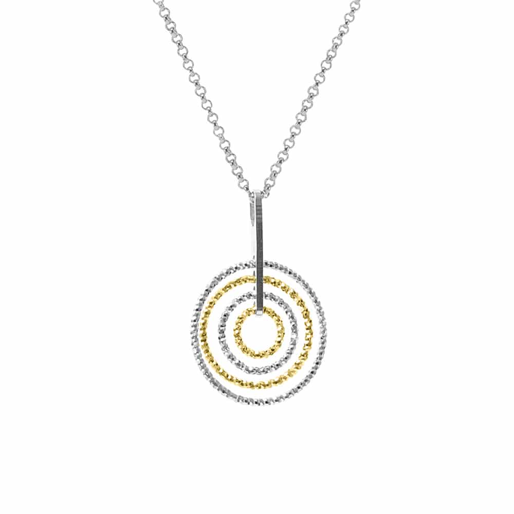 Collier argent rhodié doré diamanté béatrice bicolore