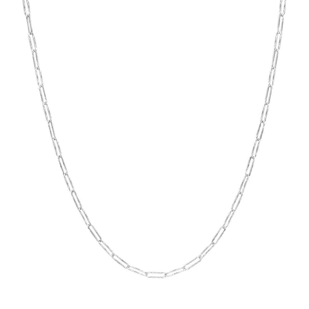 Collier argent rhodié maille diamanté