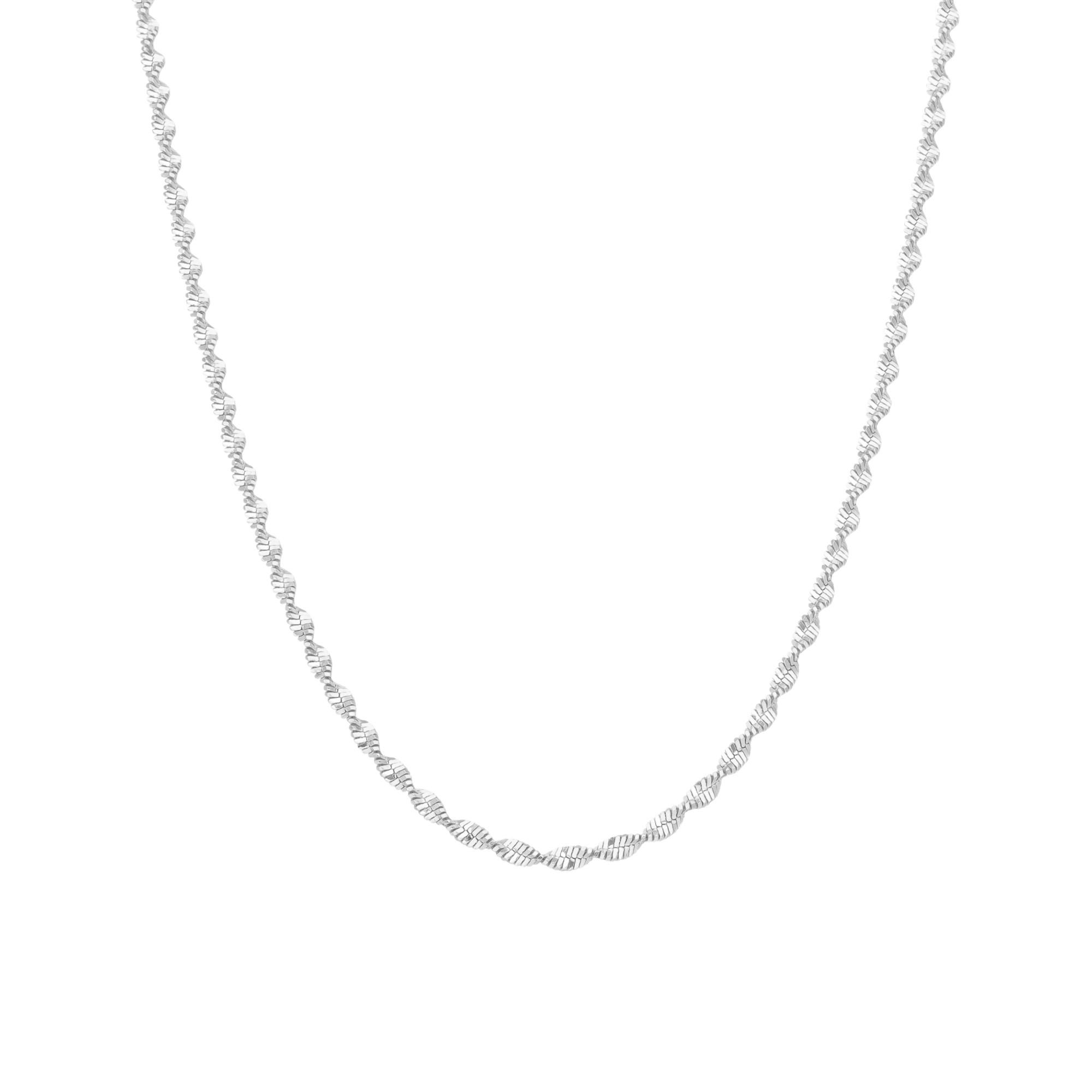 Collier argent rhodié mailles torsadées diamantées