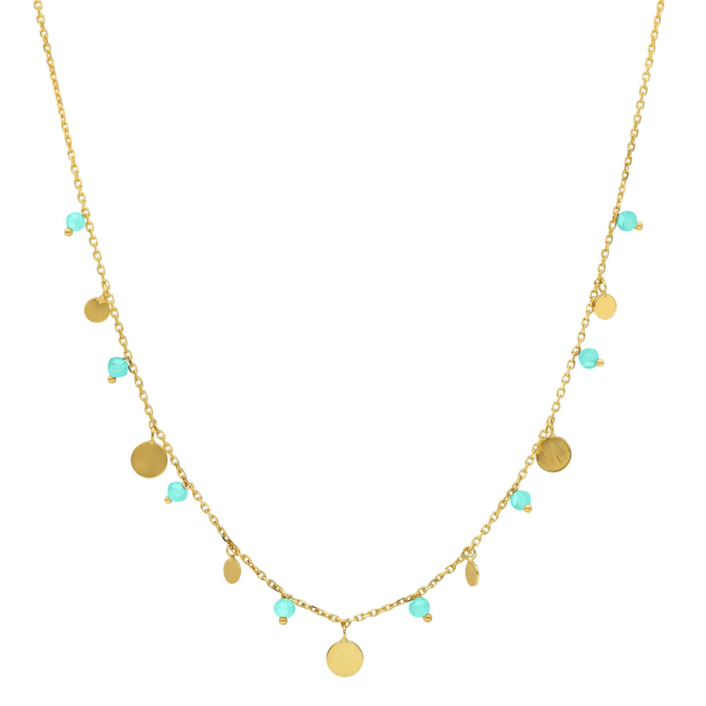 Collier argent doré pampilles et pierres amazonite