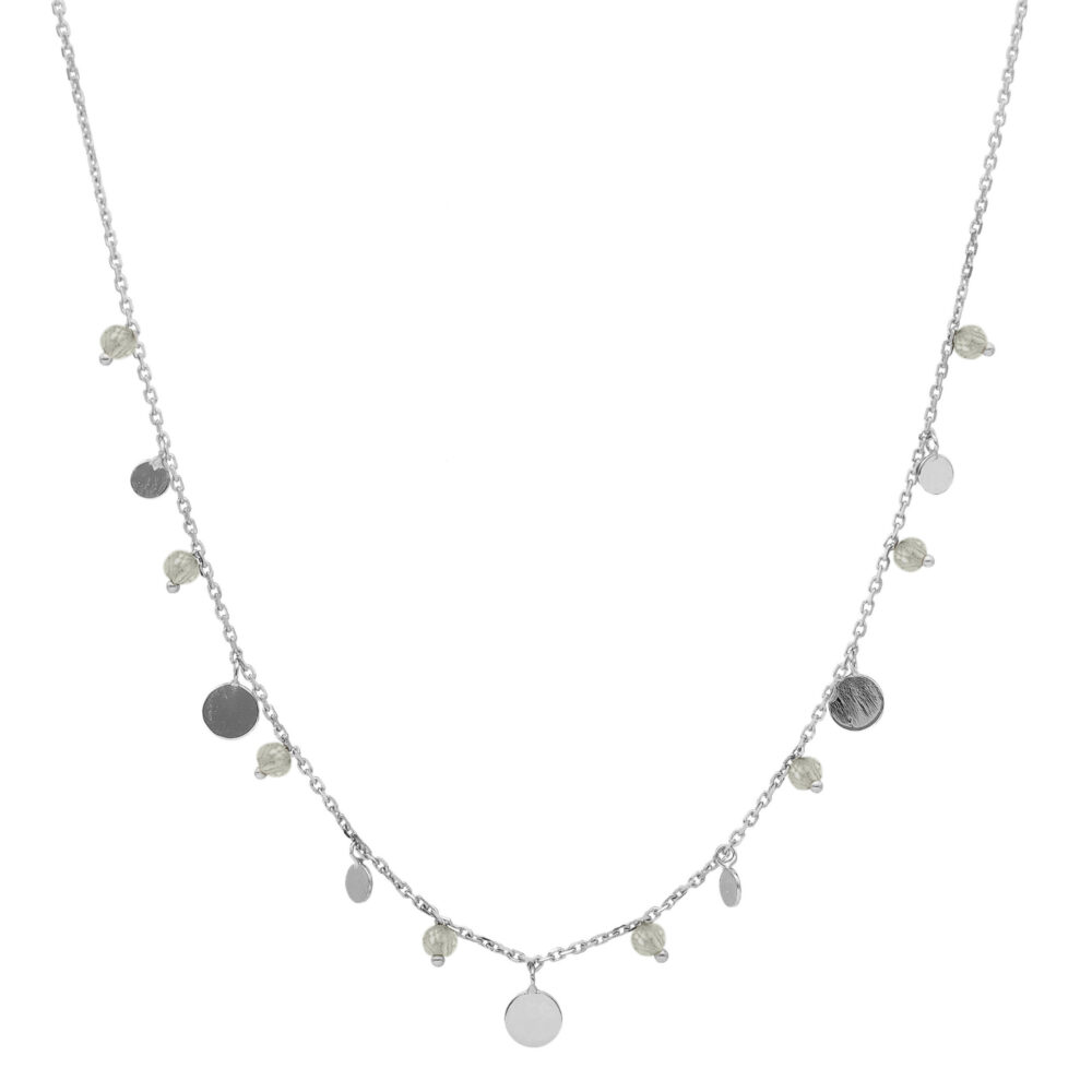 Collier argent rhodié pampilles et pierres labradorite