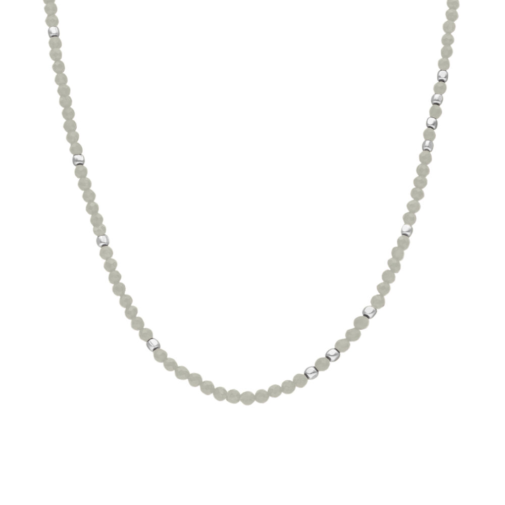 Collier argent rhodié perles naturelles labradorite