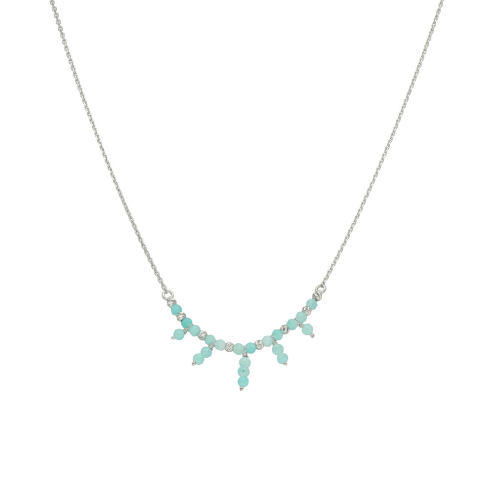Collier argent rhodié pierre fine amazonite