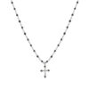 Collier argent rhodié croix et pierres naturelles noir