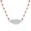 Collier argent rhodié plume et pierres onyx naturelles rouges