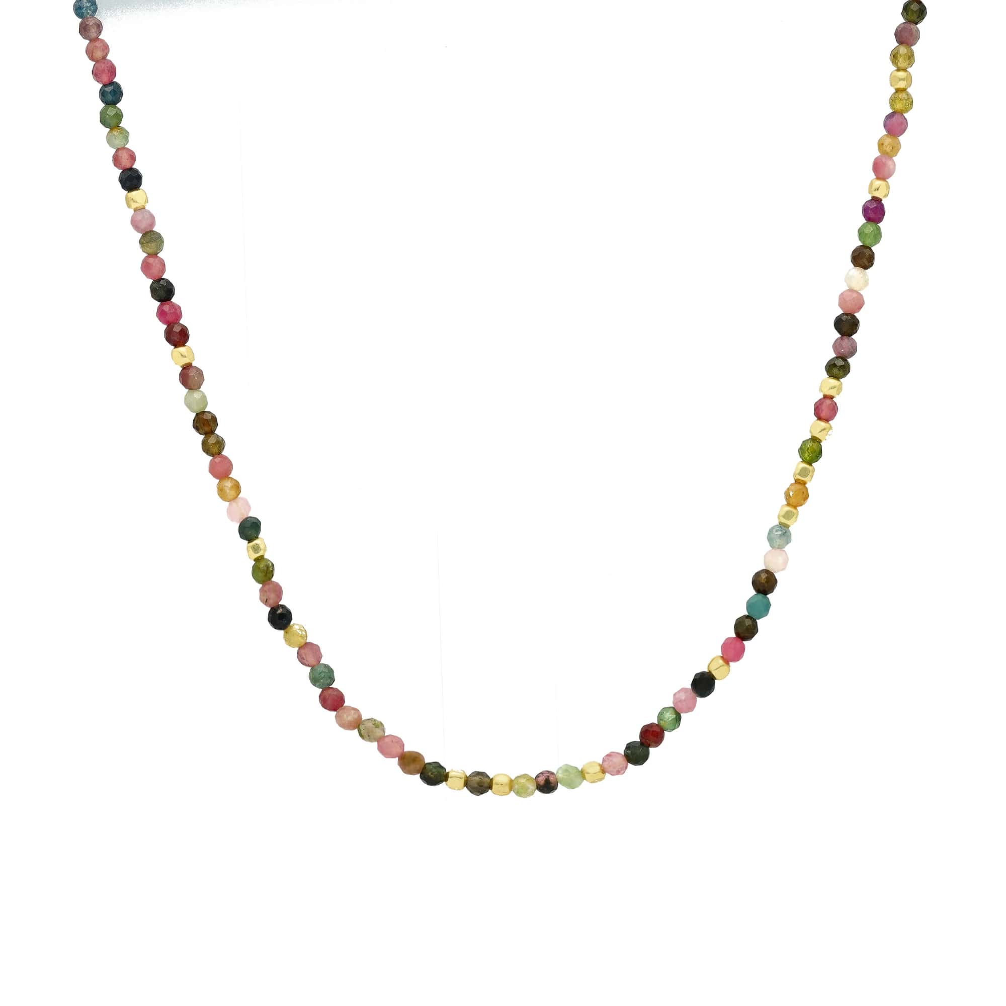 Collier argent simple perles multi-tourmaline