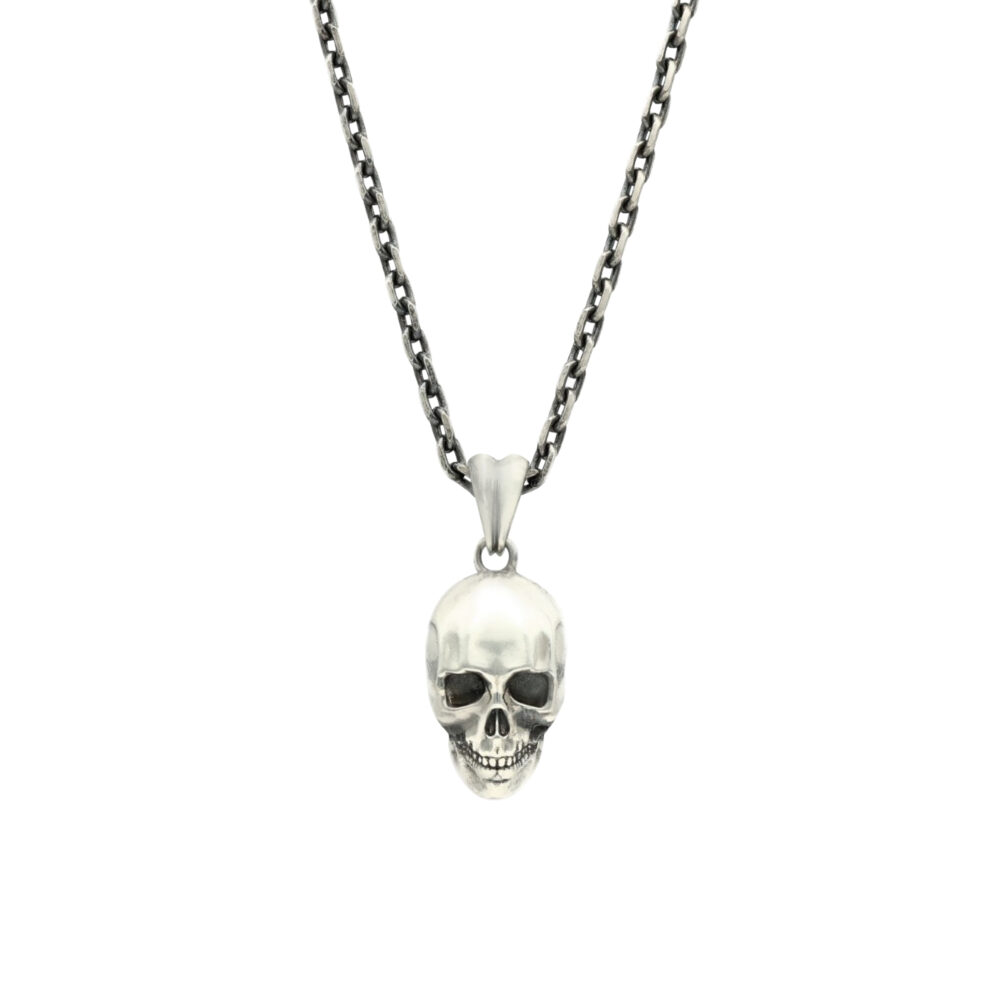 Collier argent tête de mort pure