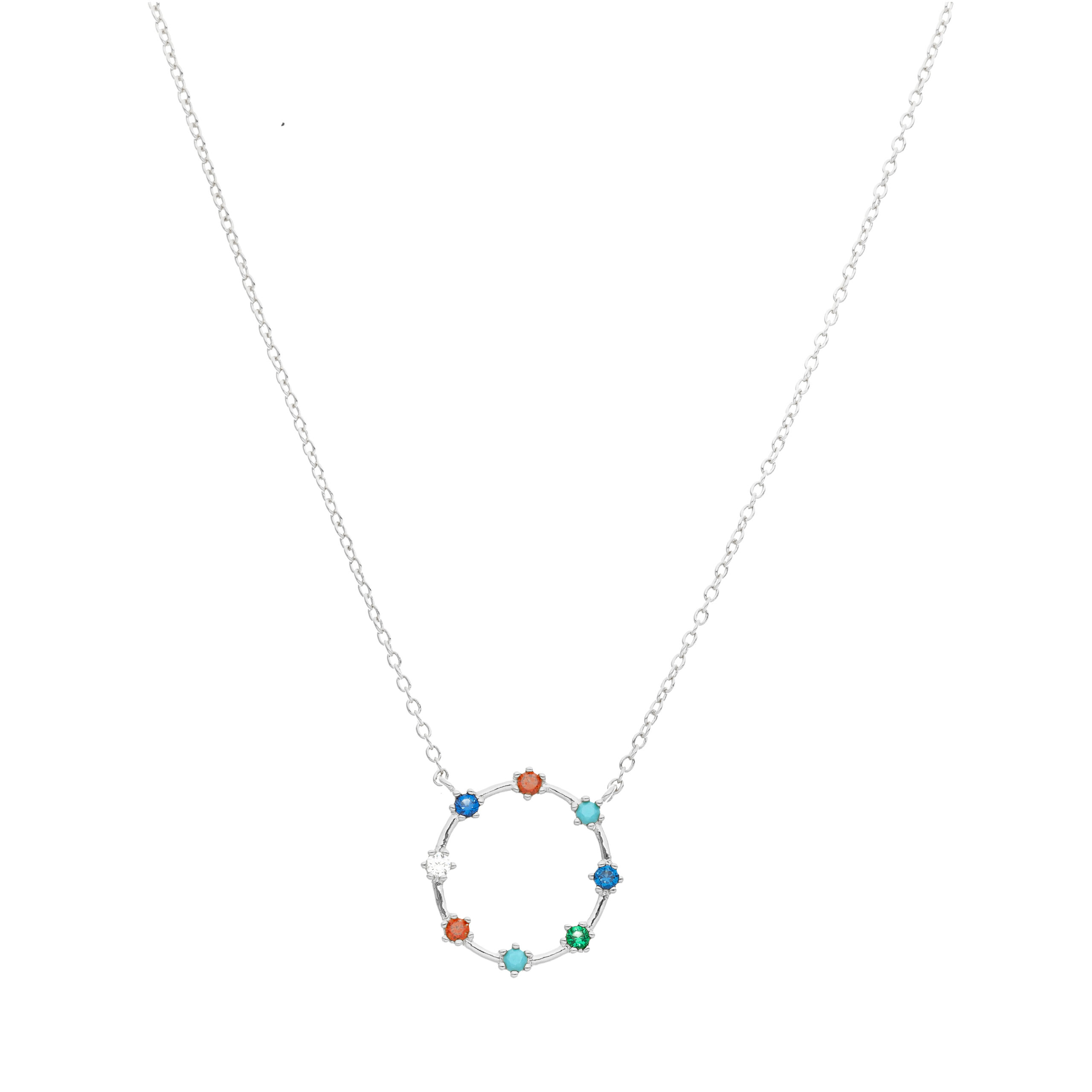 Collier argenté anneau coloré