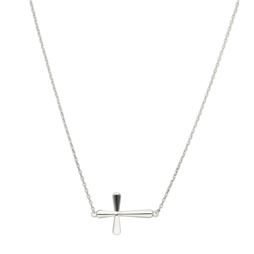 Collier argenté croix arrondie