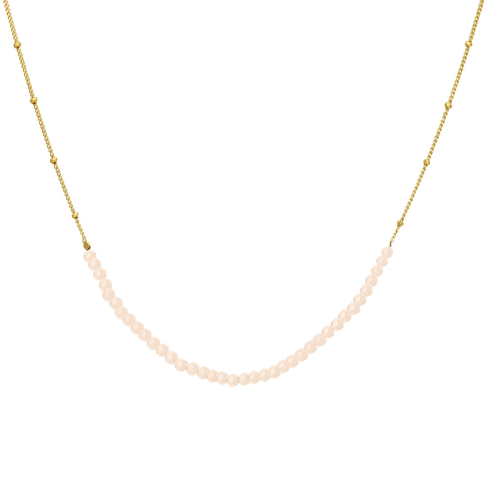 Collier chaîne argent doré avec perles opale rose