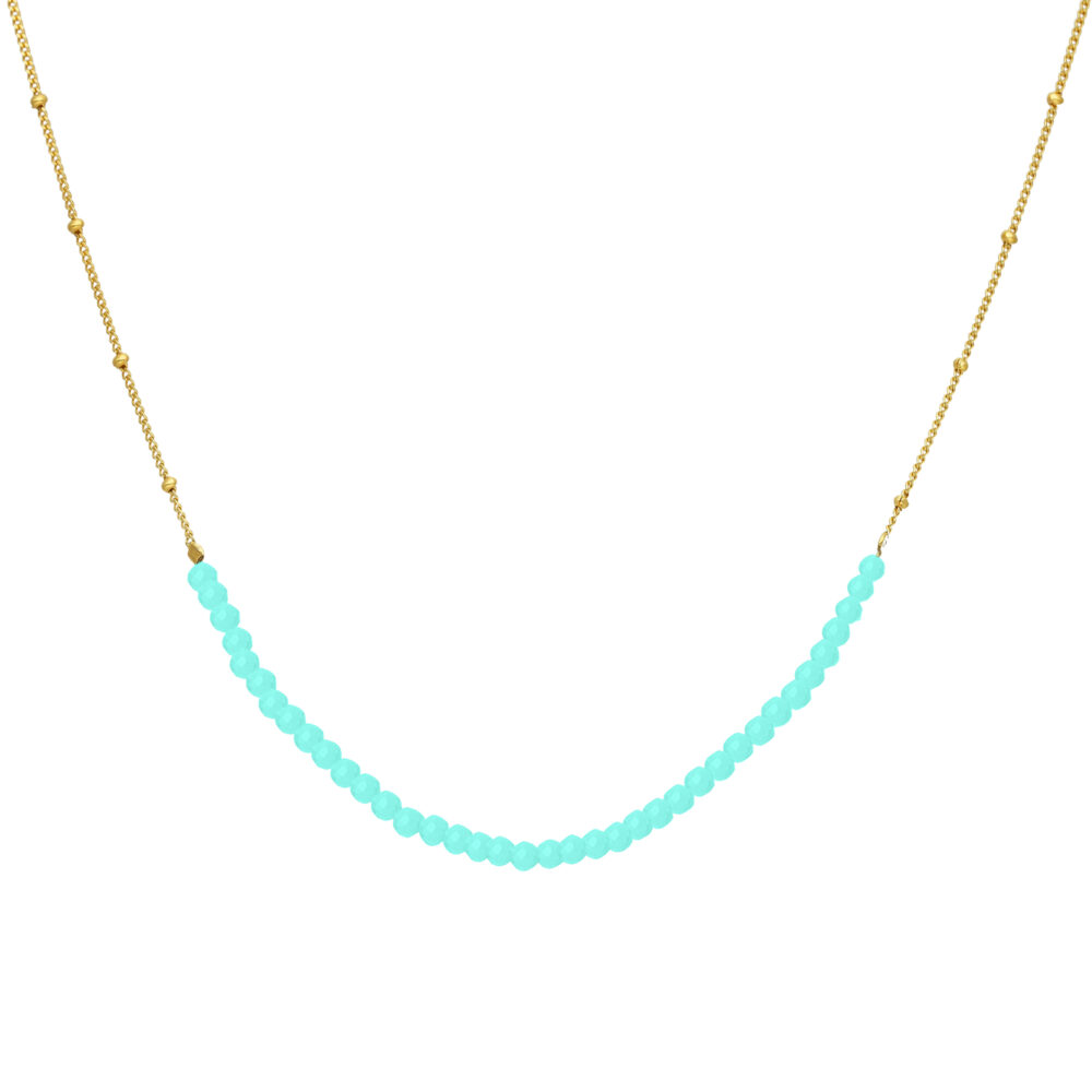 Collier chaîne argent doré avec perles amazonite