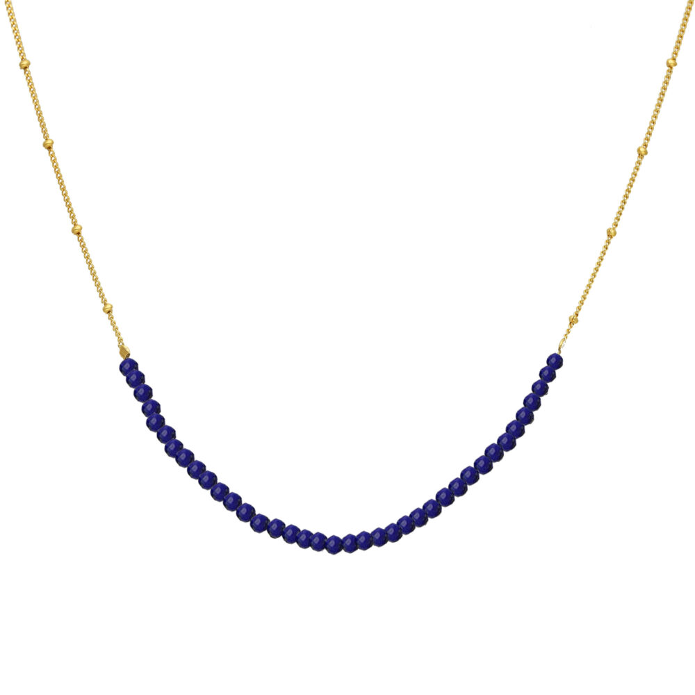 Collier chaîne argent doré avec pierres lapis