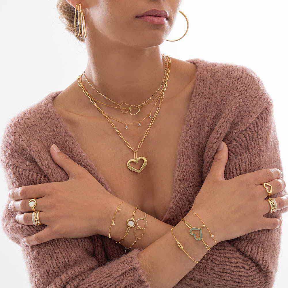 Collier chaine argent doré cœur valentine – Image 2