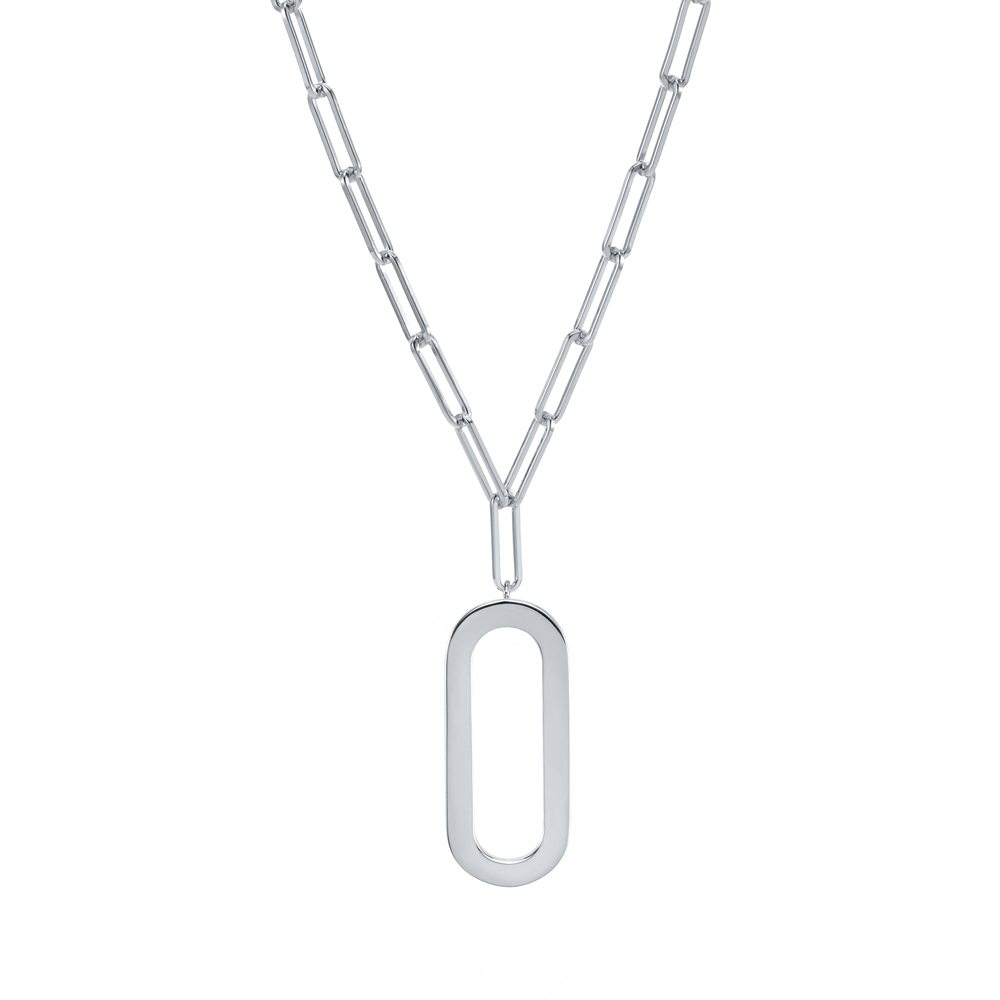 Collier chaine argent rhodié ovale eva