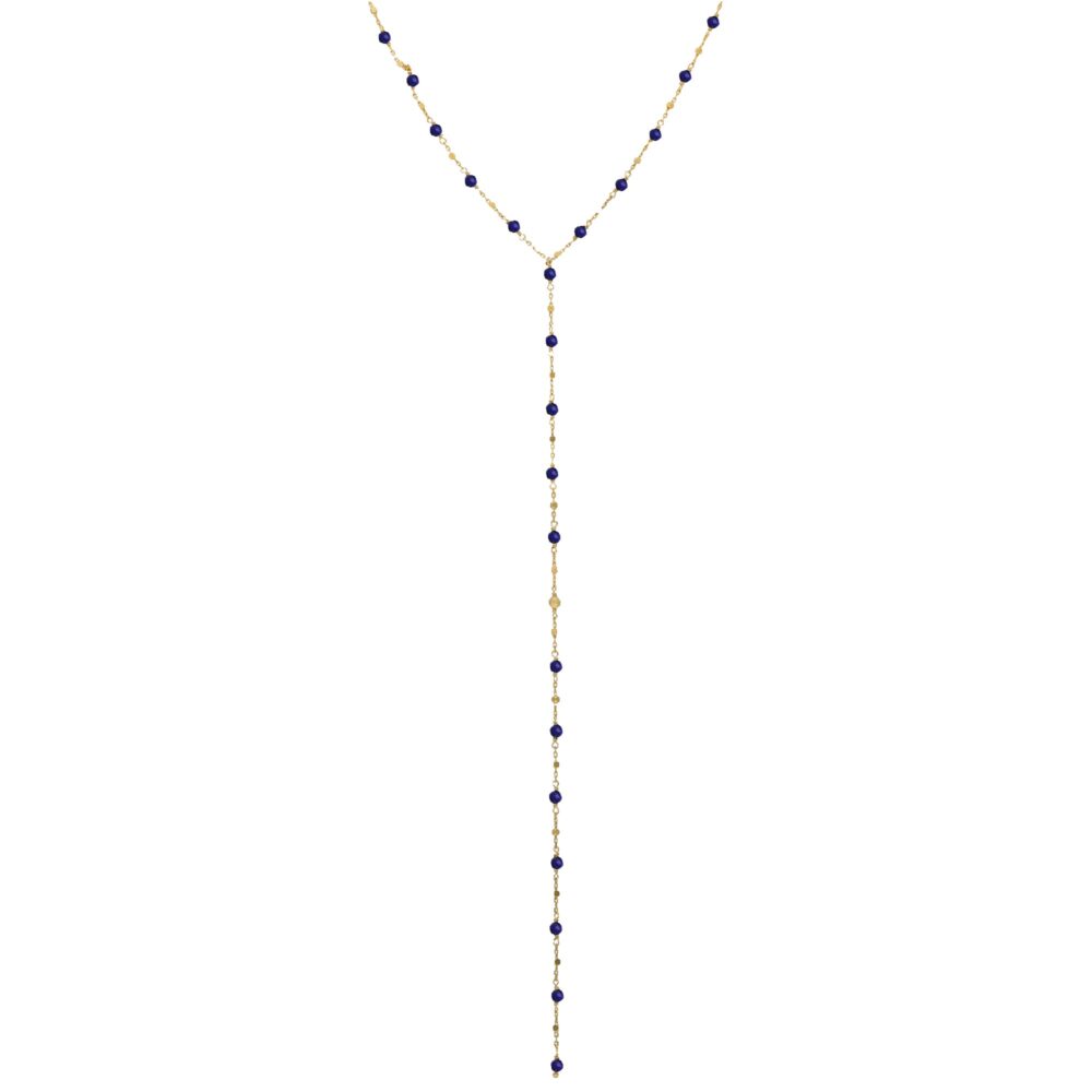 Collier cravate argent doré pierres lapis