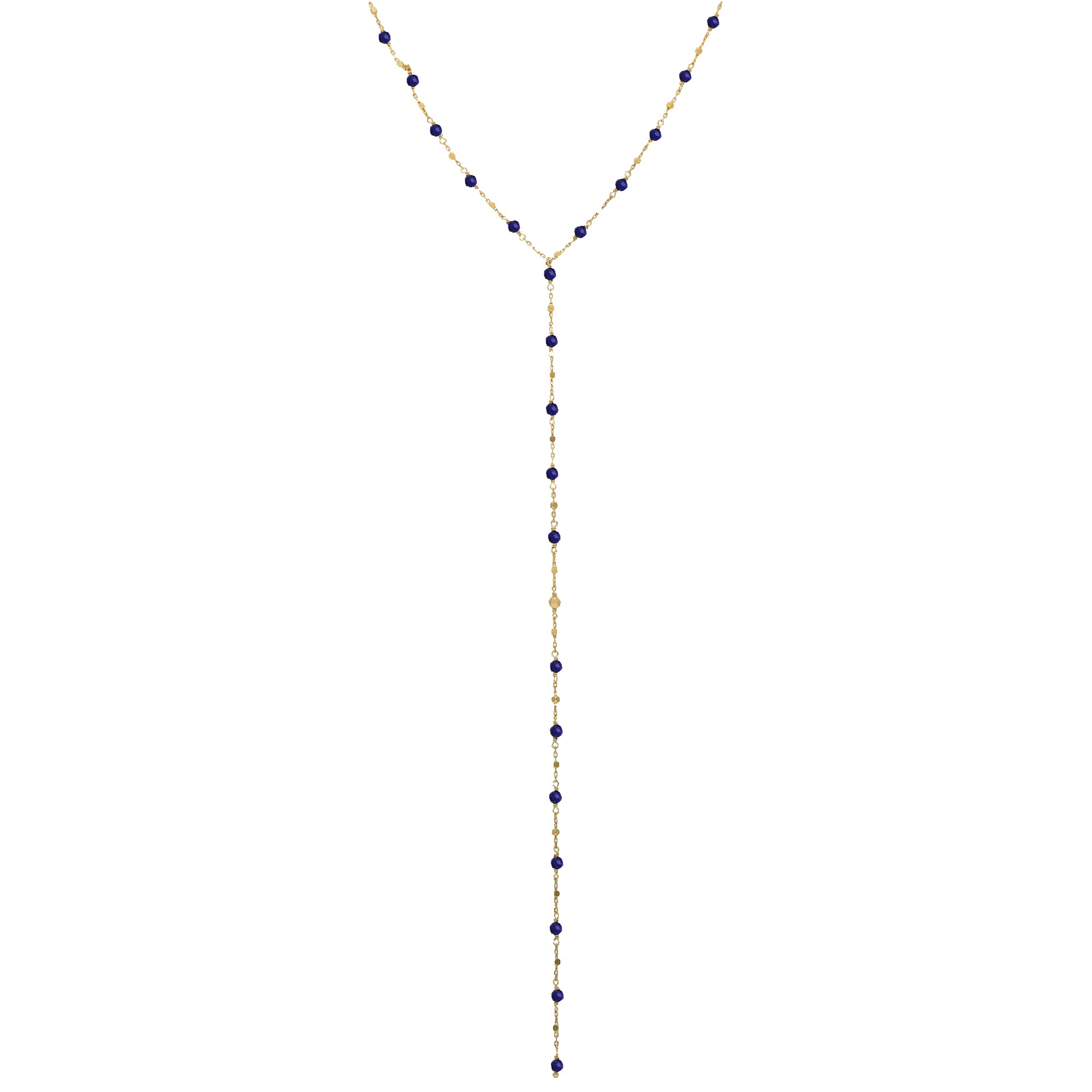Collier cravate argent doré pierres lapis