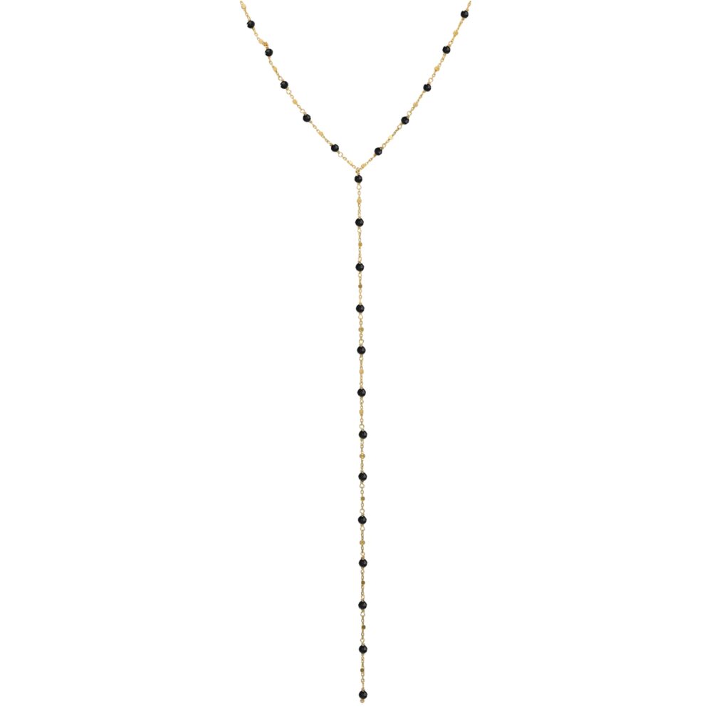 Collier cravate argent doré pierres Spinelle noires