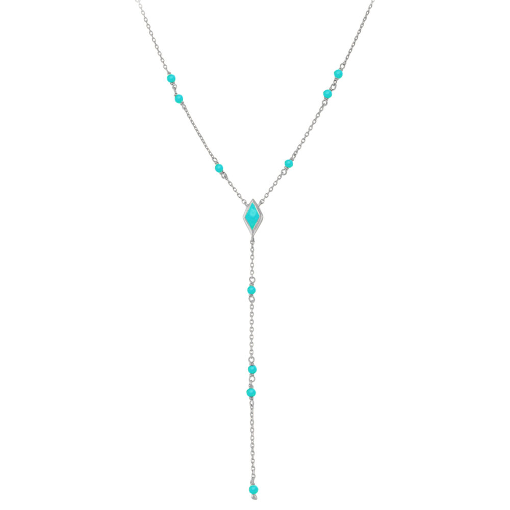 Collier en argent cravate rhodié pierre amazonite