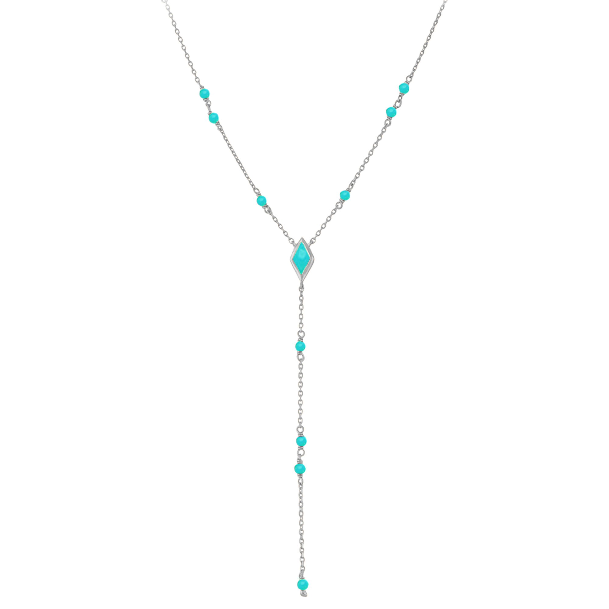 Collier en argent cravate rhodié pierre amazonite