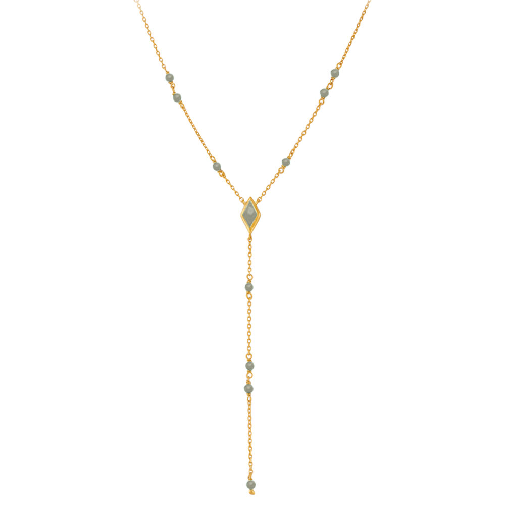 Collier en argent cravate doré pierre naturelle labradorite