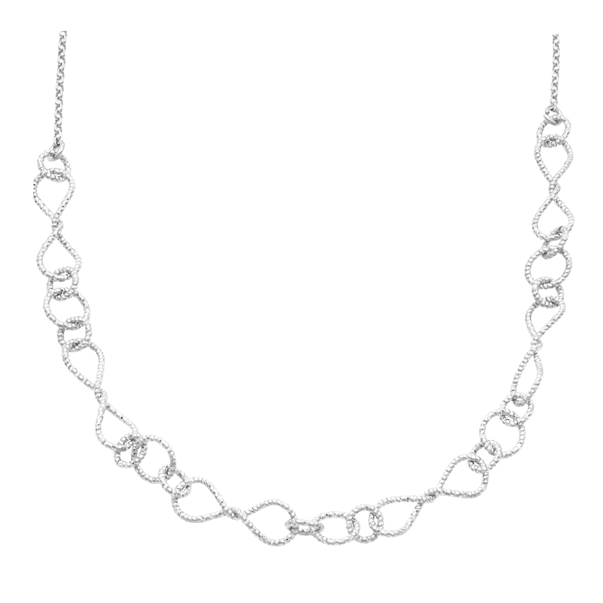 Collier en argent rhodié diamanté torsadé