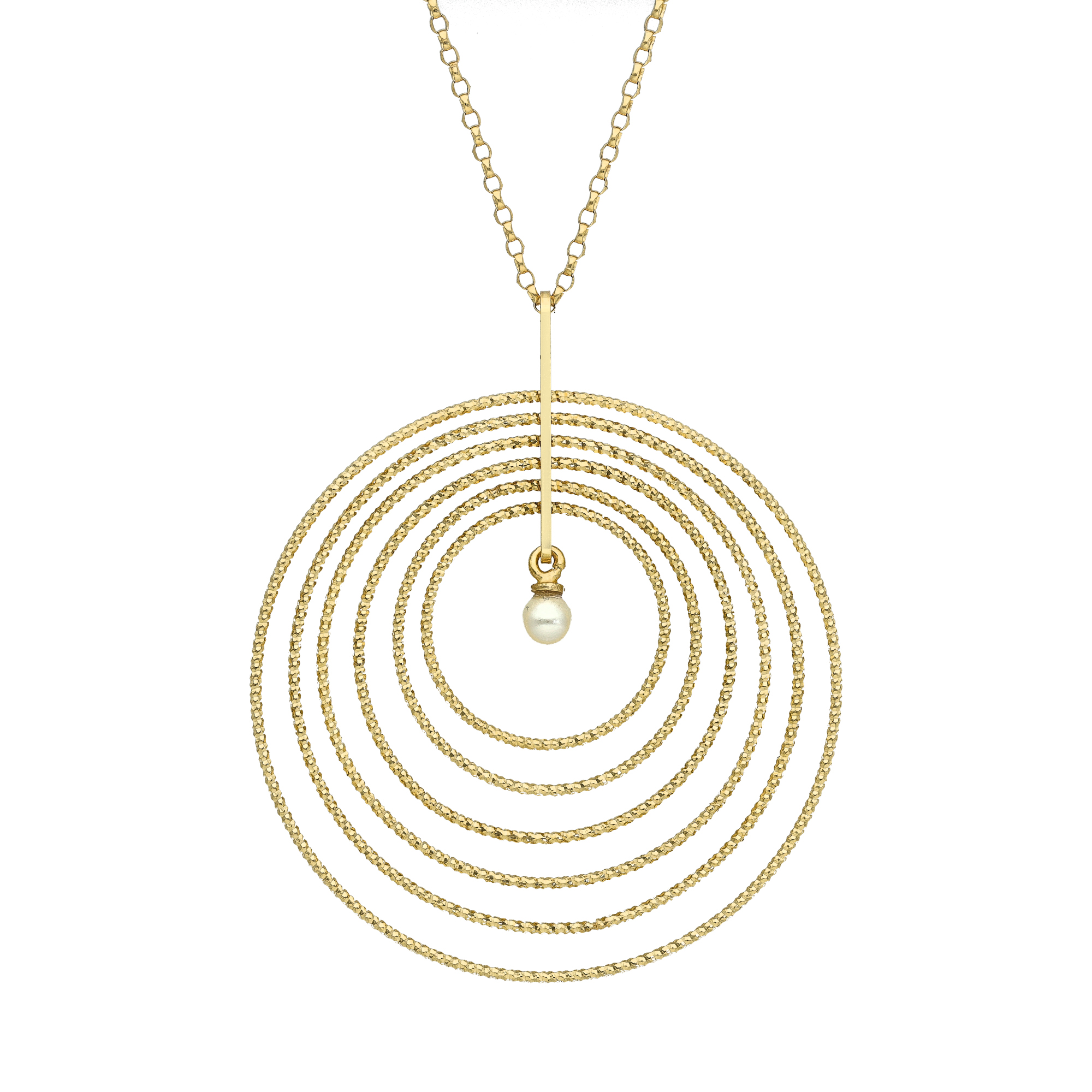 Collier en argent doré multi rond avec perle naturelle