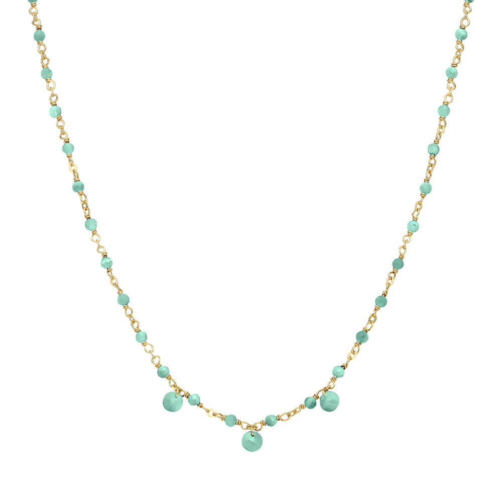 Collier en argent doré pierre naturelle amazonite pampilles amazonite