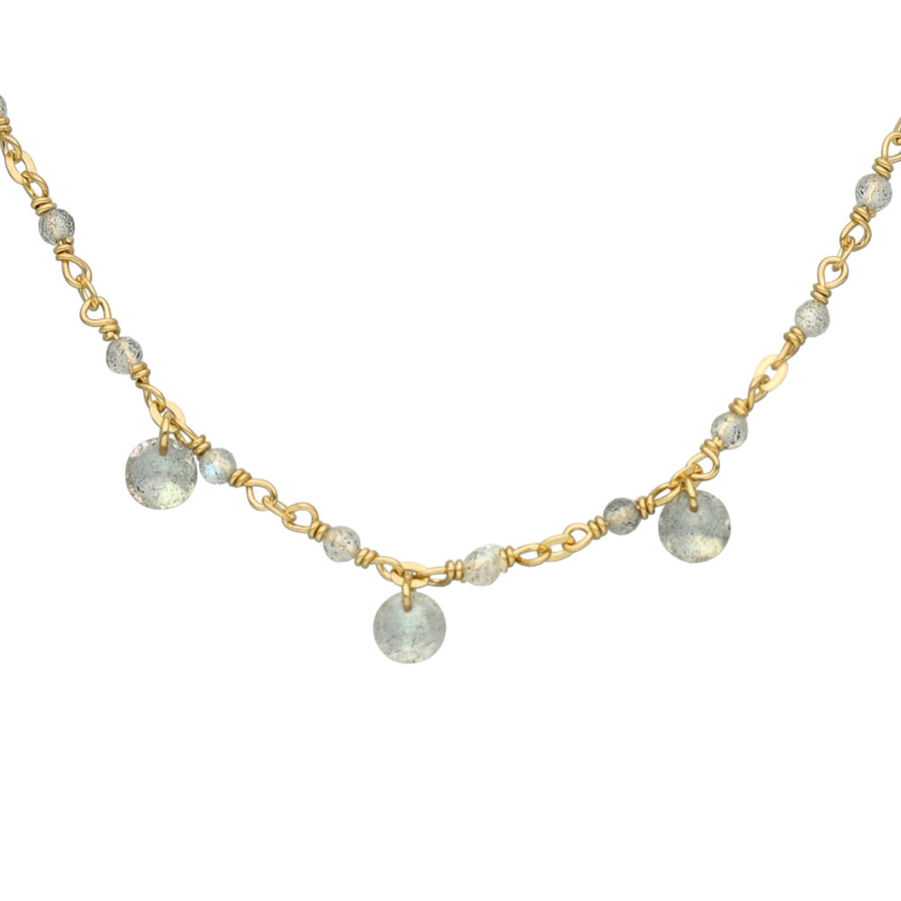Alternative view of Collier en argent doré pierres naturelles labradorite pampilles labradorite